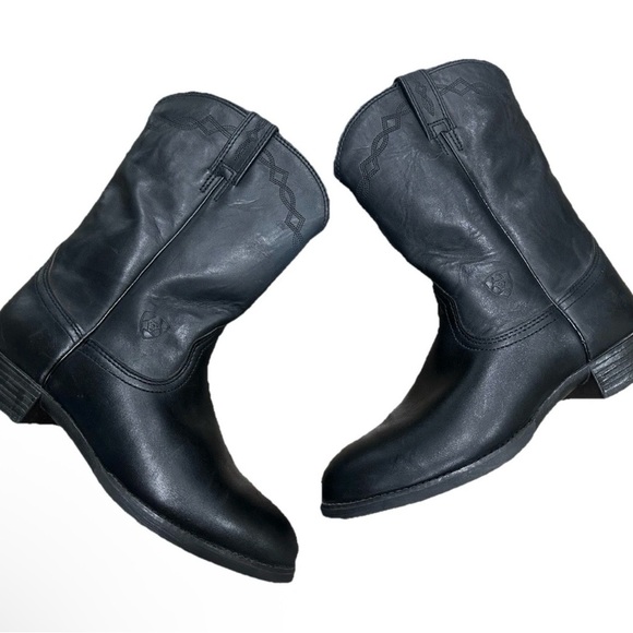 Ariat Other - Ariat Boots Mens Size 9 C Heritage Roper Black Leather Pull On Cowboy Western